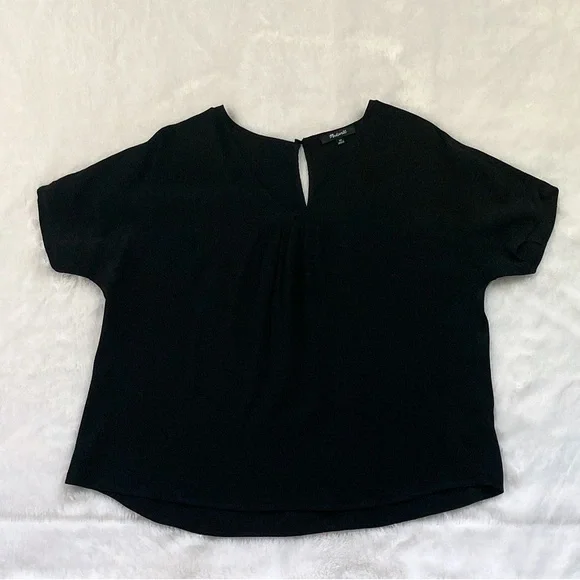 Like New Black Madewell Rhyme Top Short Sleeve Oversized Blouse Top - Picture 3 of 8